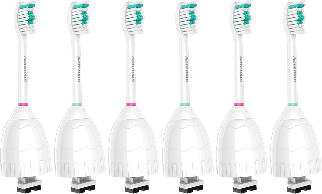 Aoremon Replacement Toothbrush Heads Compatible with Philips sonicare E-Series, 6 Pack Replacement Brush Heads Come with Caps