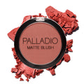Palladio Matte Blush, Brushes onto Cheeks Smoothly, Soft Matte Look and Even Finish, Flawless Velvety Coverage, Effortless Blending Makeup, Flatters the Face, Convenient Compact, Poised