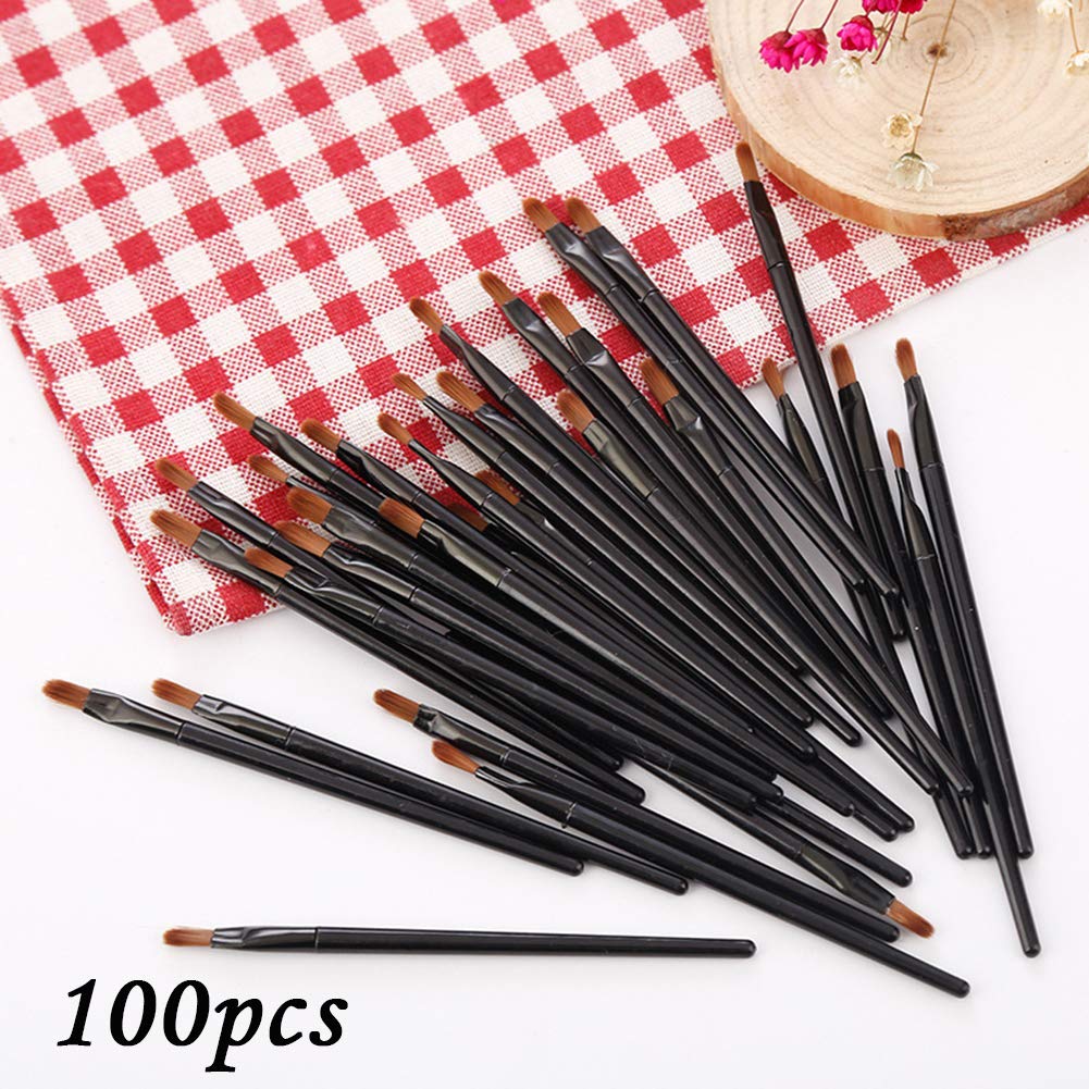 100 Pieces Disposable Lip Brushes Multifunctional Beauty Makeup Brush Lipstick Gloss Eyeshadow Applicator Smudge Cosmetic Tool Set