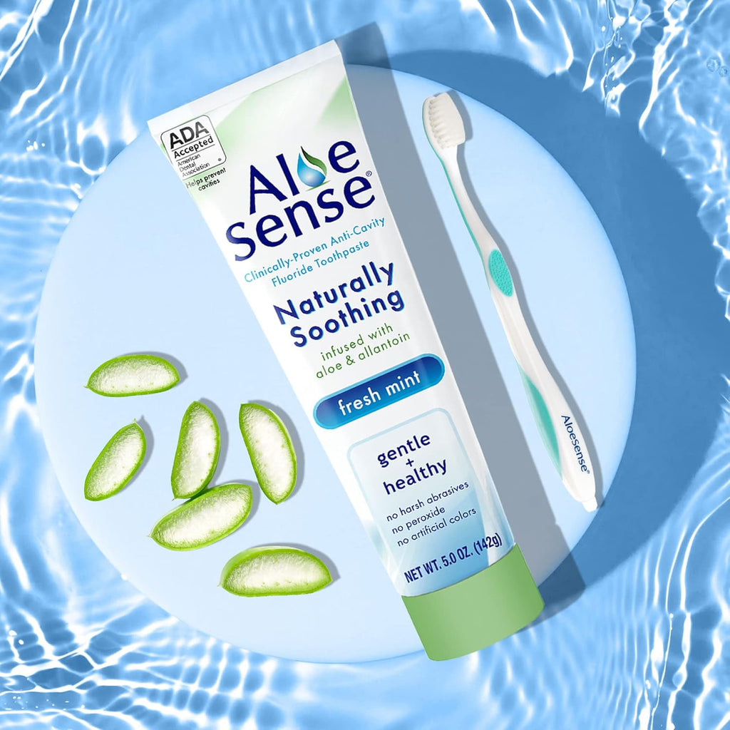 Naturally Soothing Toothpaste for Sensitive Teeth and Gum Care with Aloe Vera, Allantoin & Fresh Mint Flavor, Gentle & Natural, ADA Approved (5-oz, 6 Count)