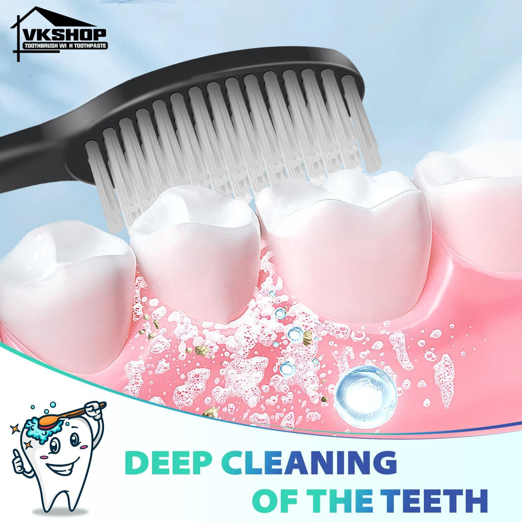 24 PS Individual Wrapped Travel Toothbrush Set with Toothpaste, Bulk Disposable Toothbrushes Kit，Soft Toothbrushes for Adults for Travel, Hotel, Business Trips，Daily Backup（Black,Toothpaste 5g）