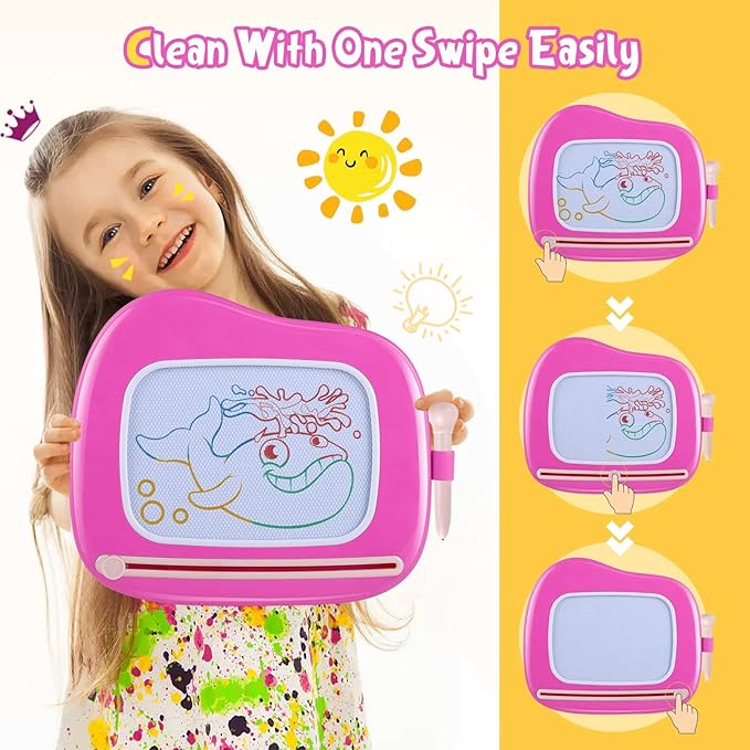Smasiagon Magnetic Drawing Board for Toddlers: Erasable Doodle Board for Home, Travel & Preschool | Fun & Educational Toy for Baby Girls Boys(Ages 1-3) (Rose)