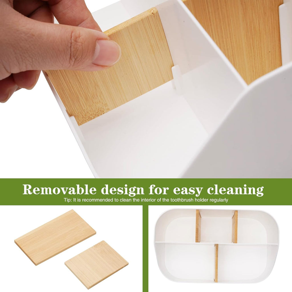 Set of 2 Toothbrush Holder for Bathrooms,White Bathroom Organizer Countertop,5 Slot Electric Toothbrush Toothpaste Holder Razor Lotion Stand Caddy,Large Capacity Vanity Sink Corner Accessories Storage