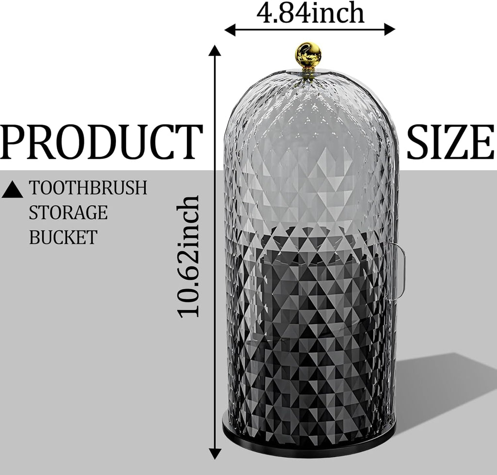 Multifunctional Rotating Toothbrush Holders with Sliding Lid, The 3-Slot Bathroom Countertop Vanity Organizer Perfect for Tooth Brush, Toothpaste, and Makeup Brushes Holder Storage (White)