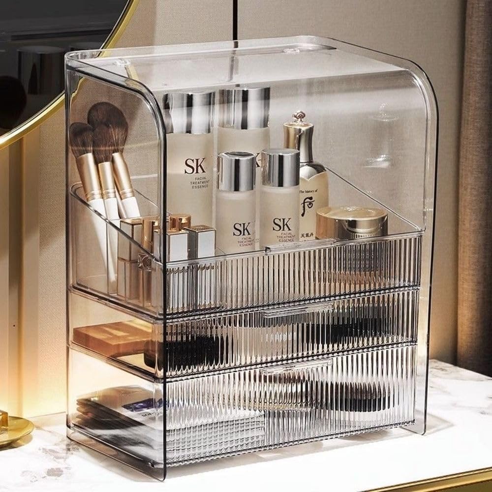Makeup Storage Organizer Box Large Cosmetic Display Cases Dustproof and Waterproof Cosmetic Organizer Countertop Skincare Organizer