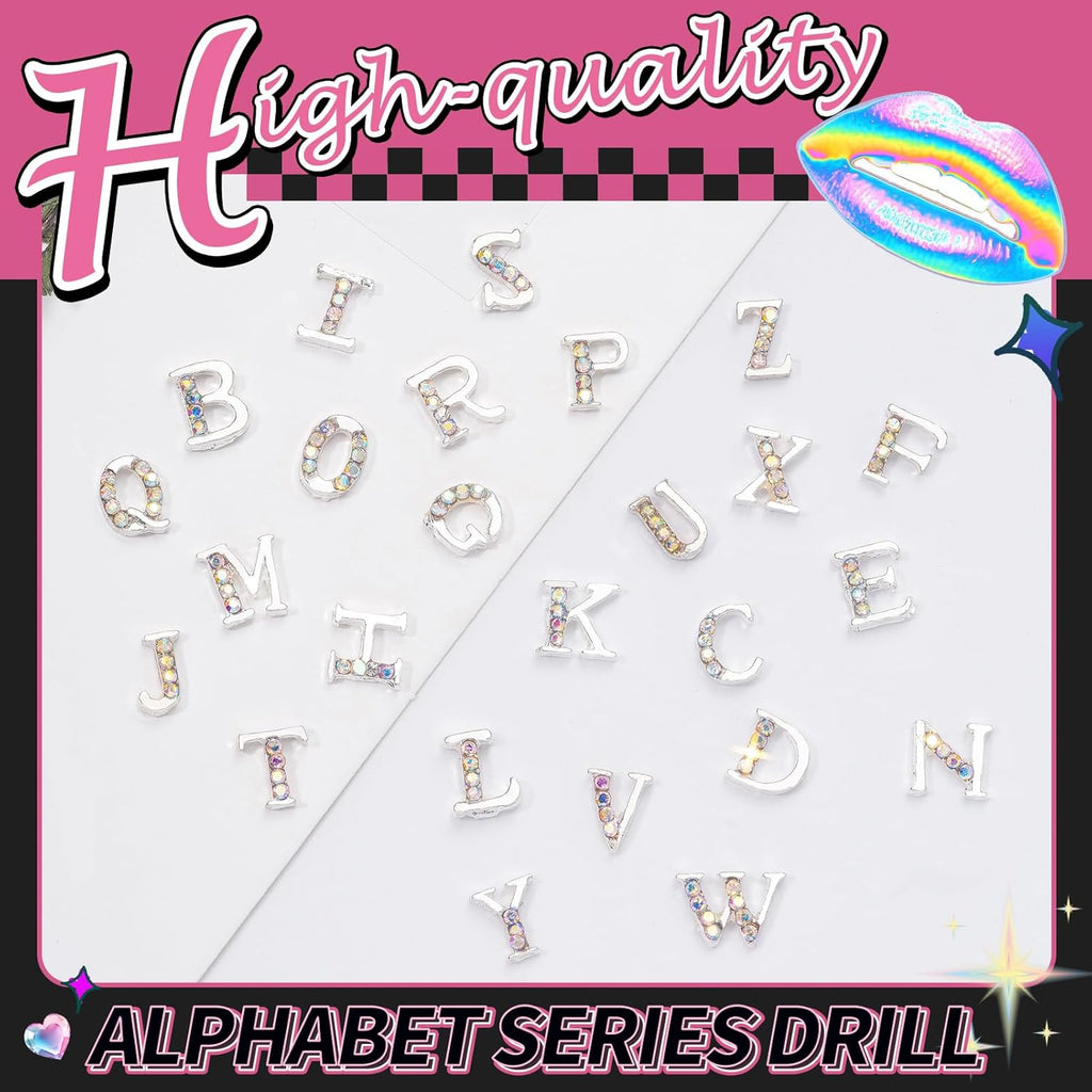 154 Letter pcs Teeth Gem Kit,Tooth Gems for DIY Crystals Teeth Jewelry Kit for Girls Gold Y2K Butterfly Love for Boys Silver (Silver)