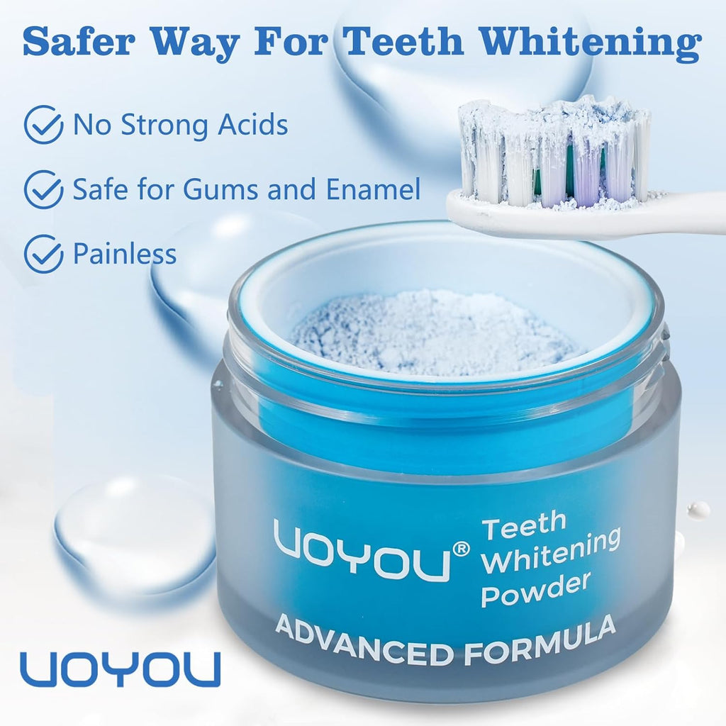 Teeth Whitening Powder, Dentist Approved-Repair Enamel & Sensitivity-Free Whitening Tooth Powder, 6 Month Supply, Tea, Coffee, Wine & Smoking Stains Remover, Peroxide Free, Cool Mint Flavor