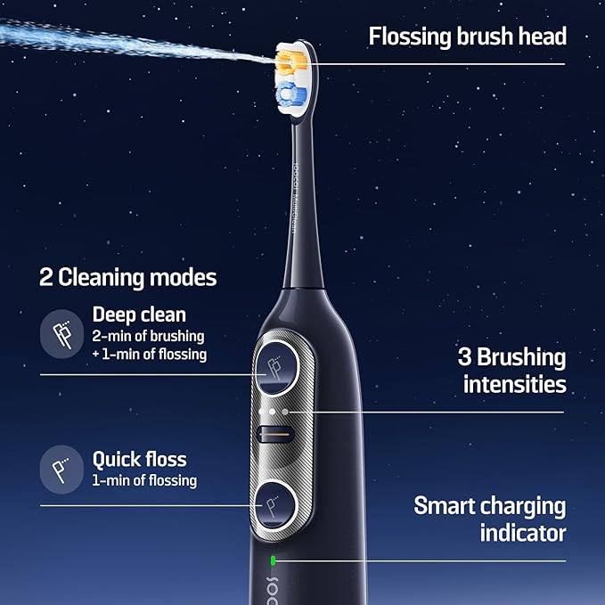 Soocas NEOS II Refresh Set - Electric Toothbrush with Water Flosser, Sonic Electric Toothbrush for Adults, Portable for Travel, Deep Clean for Implants & Braces, Healthier Gums, Dark Violet