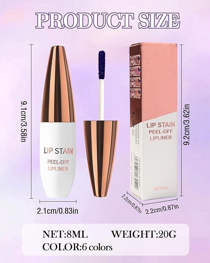 Lip Stain Peel Off, Waterproof Long Lasting Qiciy Tattoo Lip Gloss Color Peel Off Lips Tint Stain, Transfer-Proof Matte Tinted Lips Liner, High Pigmented Tattoo Lipstick Makeup for Women-05 Rose Pink