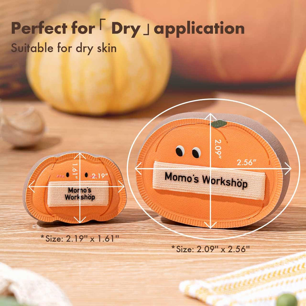 Momo's Workshop Pumpkin Makeup Sponge Set (3pcs) - Large & Small Cushion Puffs for Halloween Themed,Rubycell Material for Flawless Foundation Application, Travel-Friendly & Storage Case