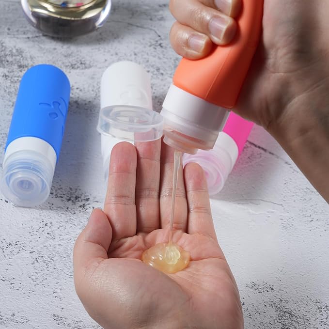 Travel Bottles for Toiletries, TSA Approved Travel Containers 3oz Leak Proof Travel Tubs Refillable Liquid Travel Accessories for Shampoo Conditioner Lotion Body Wash(Multicolored D)
