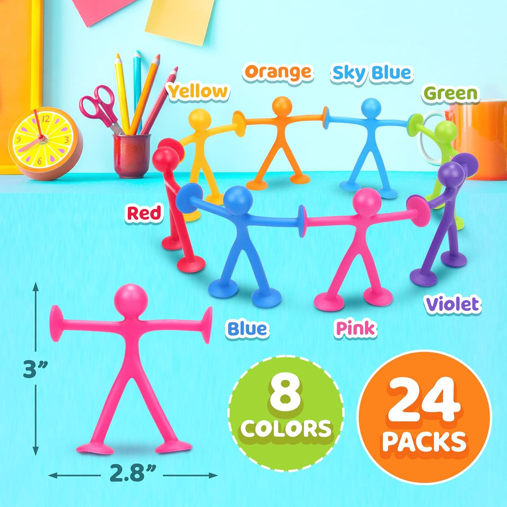 Richtim Kids Humanoid Suction Sensory Toys: 24 Pack Creative Suction Toy No Hole Bath Toy - Sensory Toys for Kids Travel - Calming Down for Boys and Girls
