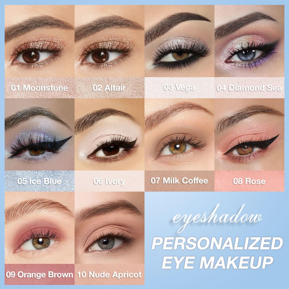 Single Cream Eyeshadow,Ice Blue Shimmer Eye shadow Pallette,Long Lasting Glitter Eyeshadow,Soft Shimmer Eye Makeup,Vegan & Cruelty-Free Mini Eye shadow for Brown Blue Green Eyes. 05#