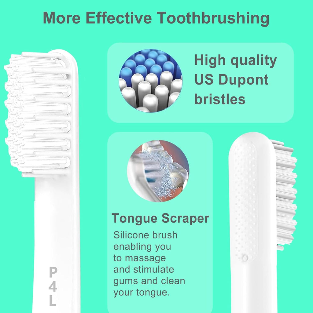 4-Pack White Toothbursh Replacement Head Compatible with Quip Styled Electric Brush Refill Brush Head Soft