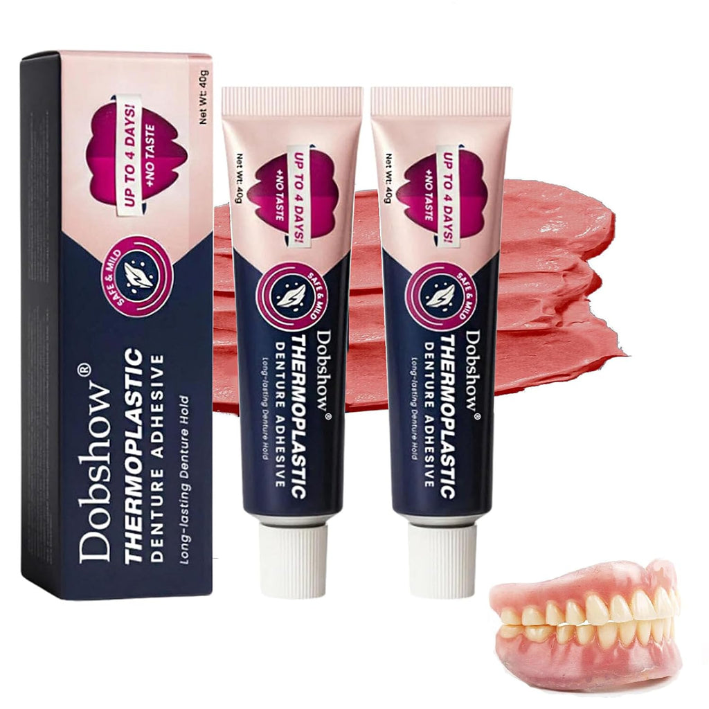 2PCS Thermoplastic Denture Adhesive, Extra Strong and Durable Denture-Adhesive, Ultra Max Hold Adhesive, Can Last Up to 4 Days, Suitable for All Ages