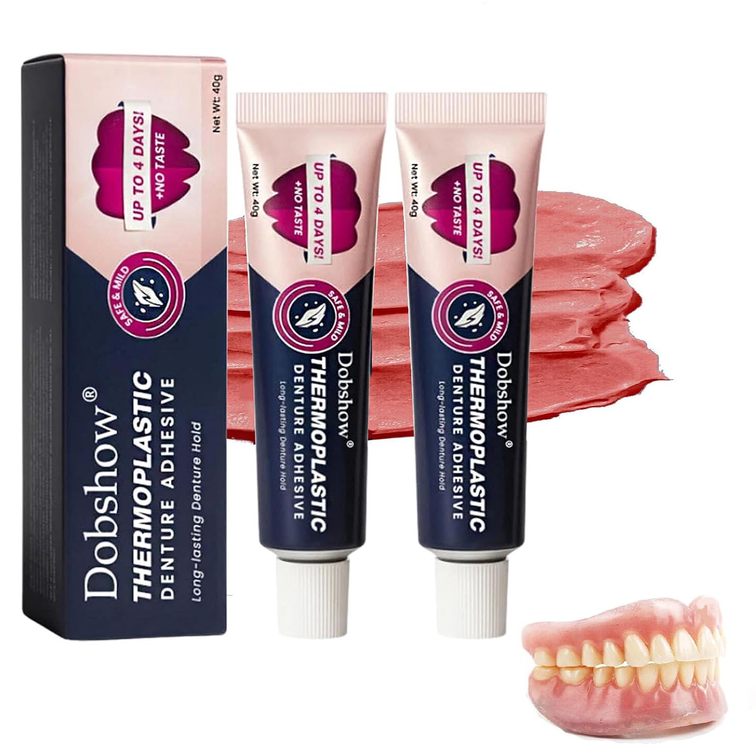 2PCS Thermoplastic Denture Adhesive, Extra Strong and Durable Denture-Adhesive, Ultra Max Hold Adhesive, Can Last Up to 4 Days, Suitable for All Ages