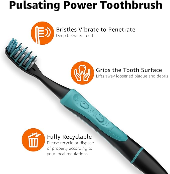 Amazon Basics Electric Toothbrush | Pulsating | Deep Cleaning | 2 Count