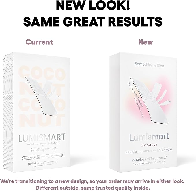 Something Nice Lumismart Whitening Strips - Dentist-Designed, Enamel Safe, up to 42 Treatments with Smart Adjust - Teeth Whitening Strips in Coconut for Sensitive Teeth