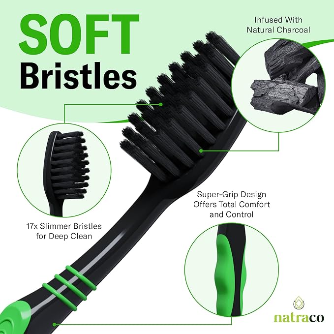 Charcoal Bulk Toothbrushes Individually Wrapped - Deep Clean Charcoal Infused Soft Bristle – Multi Colored Tooth Brush with Covers - for Travel, Kids, Family, Dental Care Etc. 100 Count