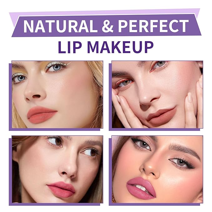 CAHIUYOA 5PCS Lip Stain Peel Off Lip Liner Stain,Matte Lip Tint Stain Peel Off Liquid Lipstick Long Lasting Waterproof Lipstain Makeup Set Gift for Women