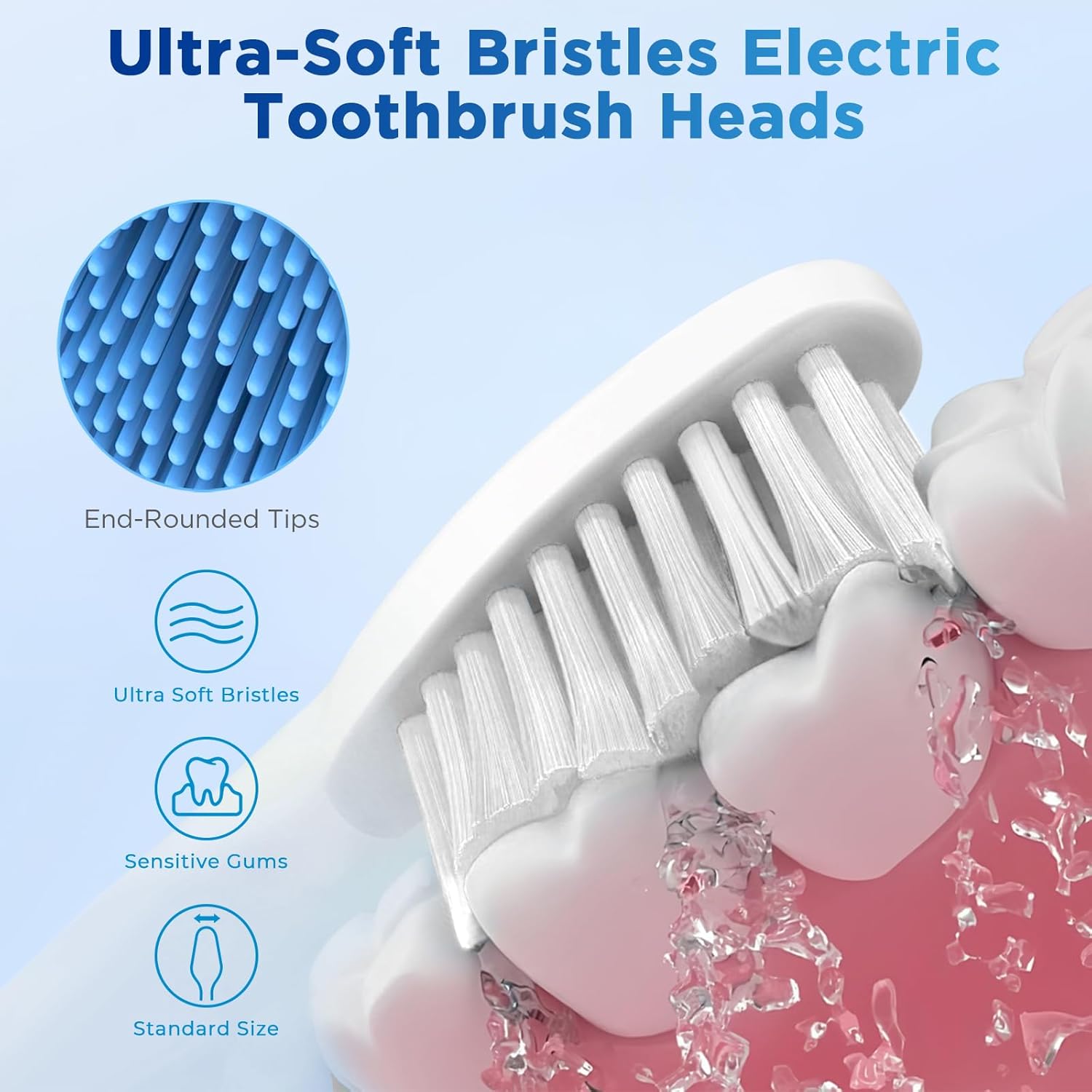 Sensitive Gum Care Replacement Brush Heads for Waterpik Complete Care 5.0/9.0 (CC-01/WP-861), STRB-3WW, Ultra Soft Bristles with Cover, Sonic Electric Tooth Brush Refill Heads (8-Pack, White)