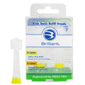Brilliant Oral Care Kids Sonic Toothbrush Ultra Soft Replacement Heads, for Children Ages 3+, Yellow, 2 Pack