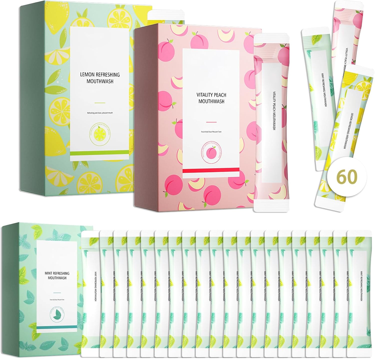 60PCS Travel Size Mouthwash,Portable Mini Mouthwash,Long-Lasting Freshness Travel Mouth Wash for Oral Care A22