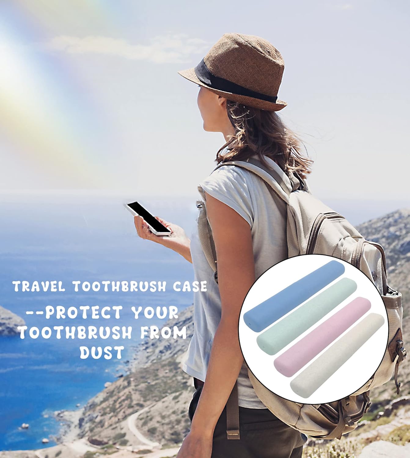 SietDESEO 4 Pack Toothbrush Travel Case, Portable Breathable Toothbrush Holder for Travel, Business, Camping, School