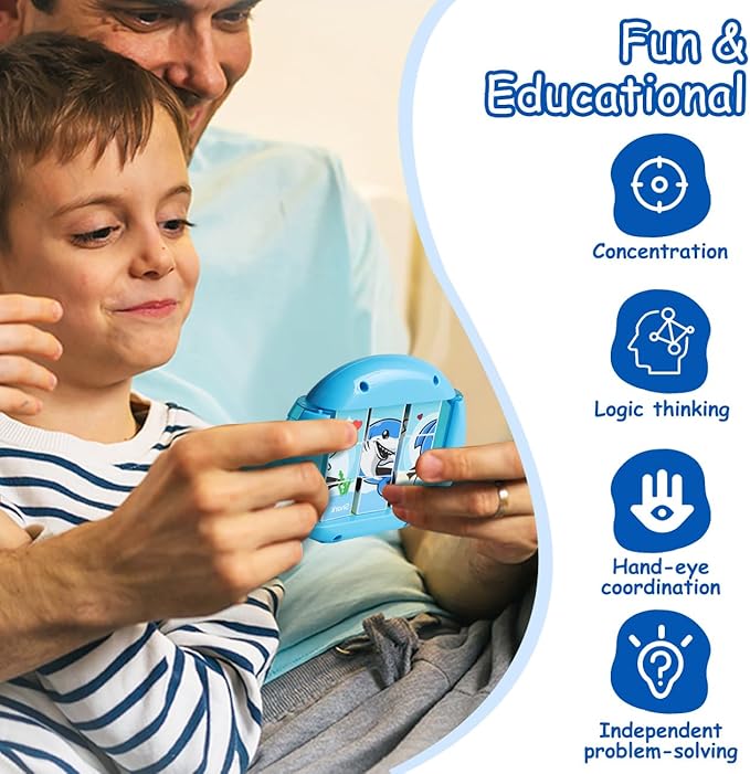 Rotating Puzzle for Kids 3 4 5 6 7 8 Year Old, 4 Puzzles in 1, Toddlers Travel, Car, Airplane, Road Trip Activities, Fine Motor Skills, Fidget, Gift for Boys & Girls Ages 3+(Fishes