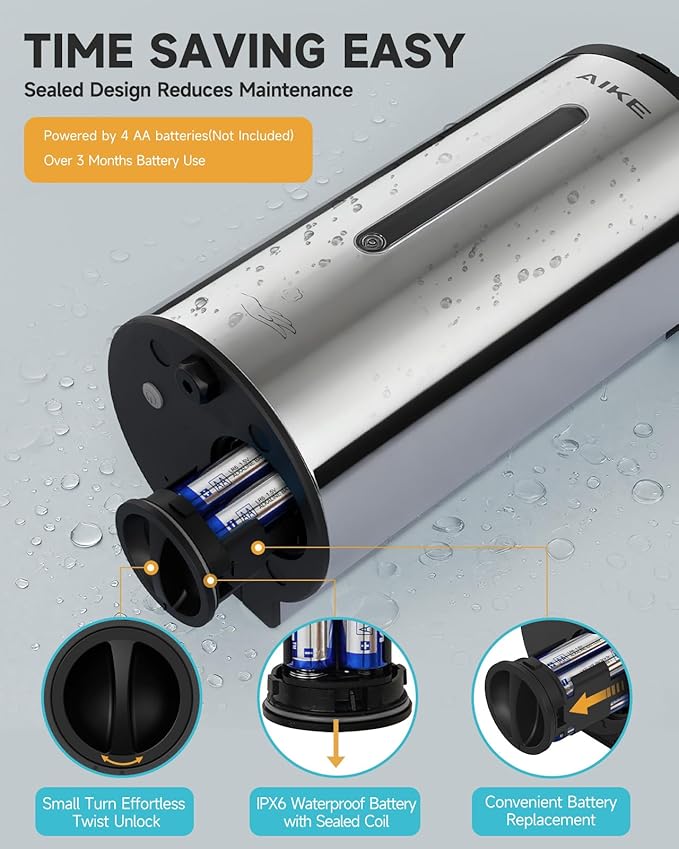 AIKE Wall Mount Automatic Foam Soap Dispenser 25 OZ Commercial Large Capacity Stainless Steel Model AK1205FA(Polished)