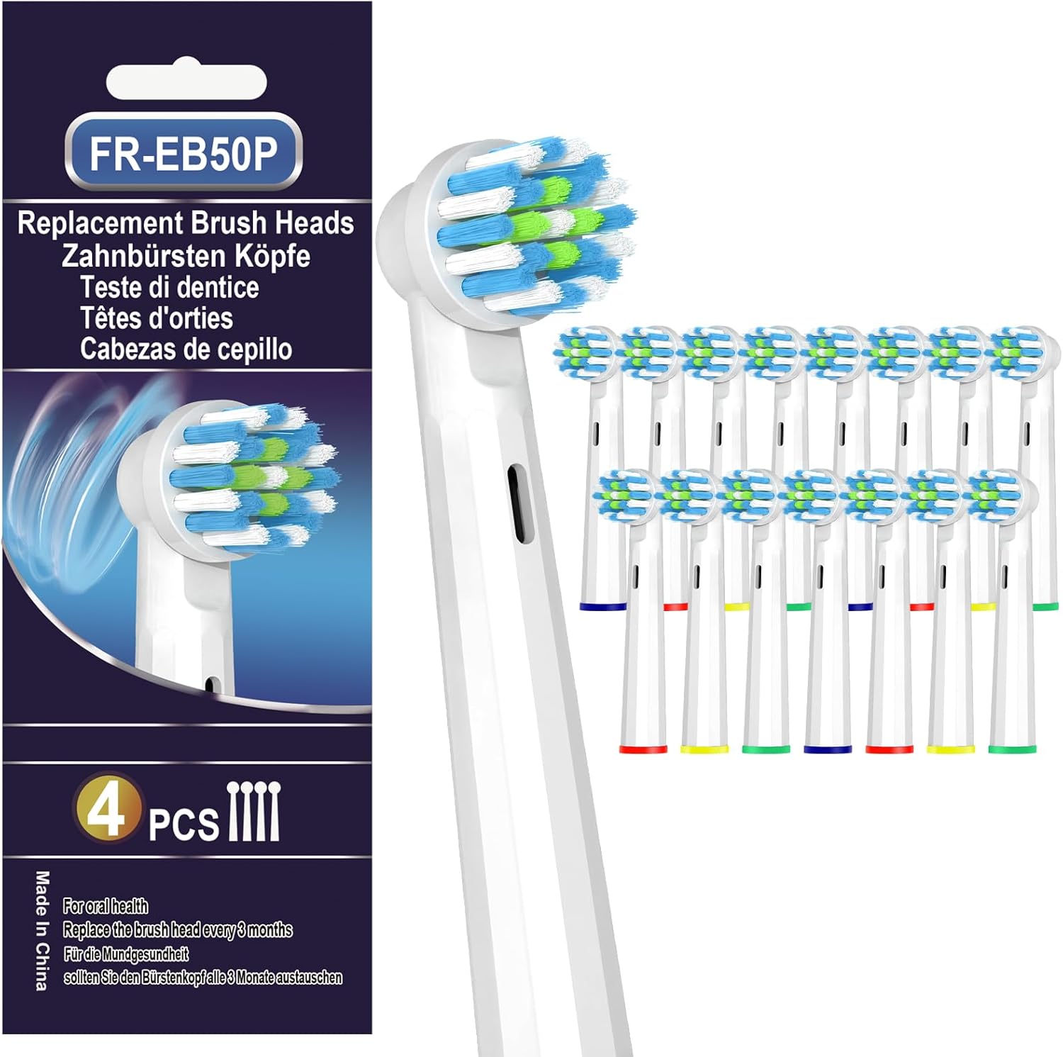 16 Pcs Replacement Toothbrush Heads Compatible with Braun Oral B Pro 1000/7000/9600/5000/8000, Precision Senesitive Brush Heads Refills for Genius X and Smart 1500 Electric Toothbrush (White)