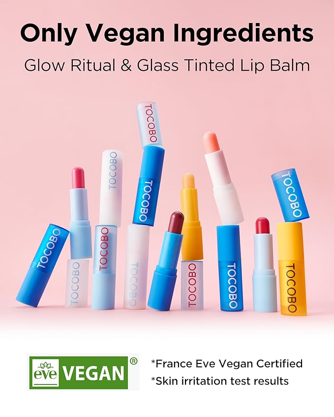 TOCOBO Glass Tinted Lip Balm 011 Flush Cherry – Vegan Korean Lip Care for Deep Hydration - Tinted Glass Glow Moisturizing with Vibrant Cherry Pink Color - Non-Sticky Radiant Finish, 0.12 oz.
