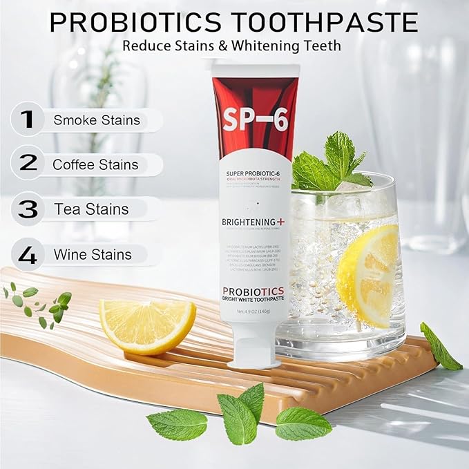 Sp-6 Probiotic,WhiteningToothpaste,ContainingProbiotic Whitening Fluorine-Free, Refreshing Mint Flavor, Whitening Toothpaste (3PC)