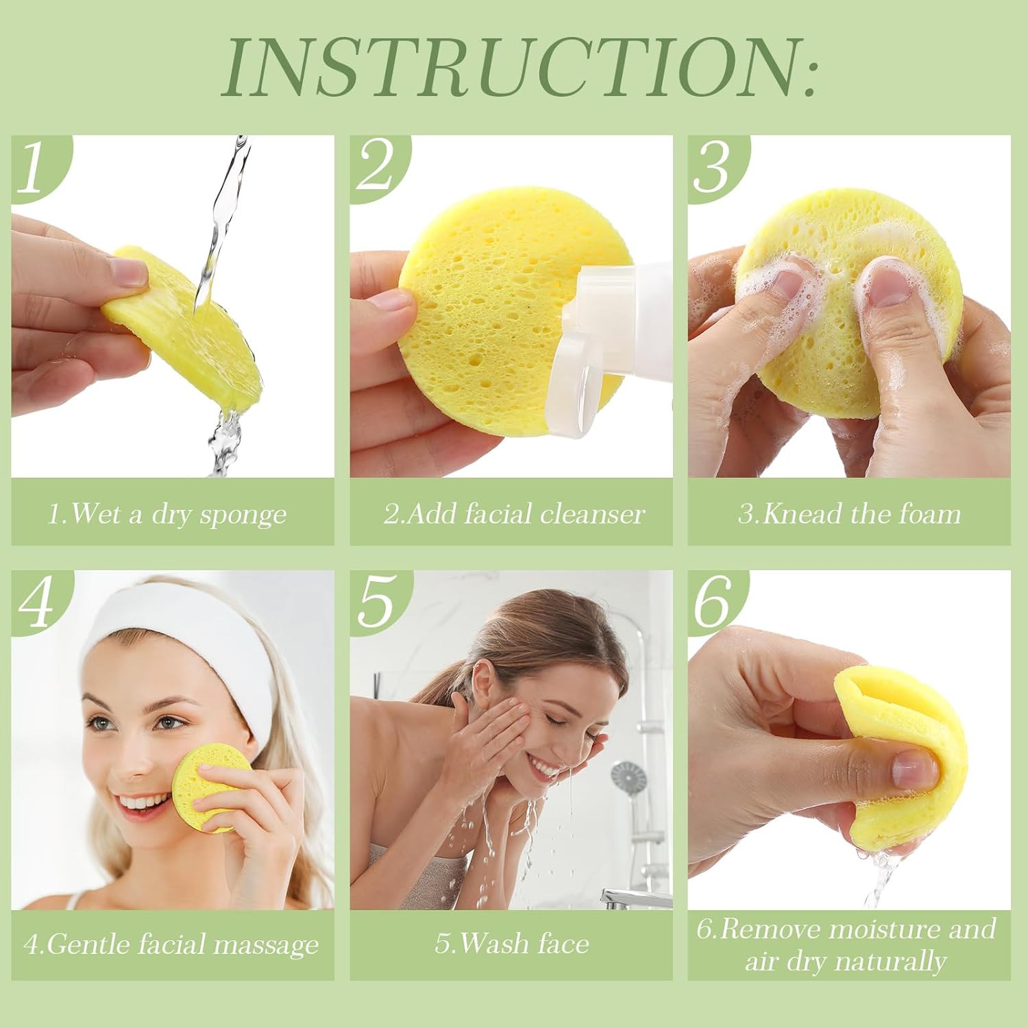 Sieral 120pcs Compressed Facial Sponges Disposable Natural Face Sponges Round Soft Pads with Container for Washing Face Cleansing Exfoliating Esthetician Makeup Removal Travel(Lemon Yellow)