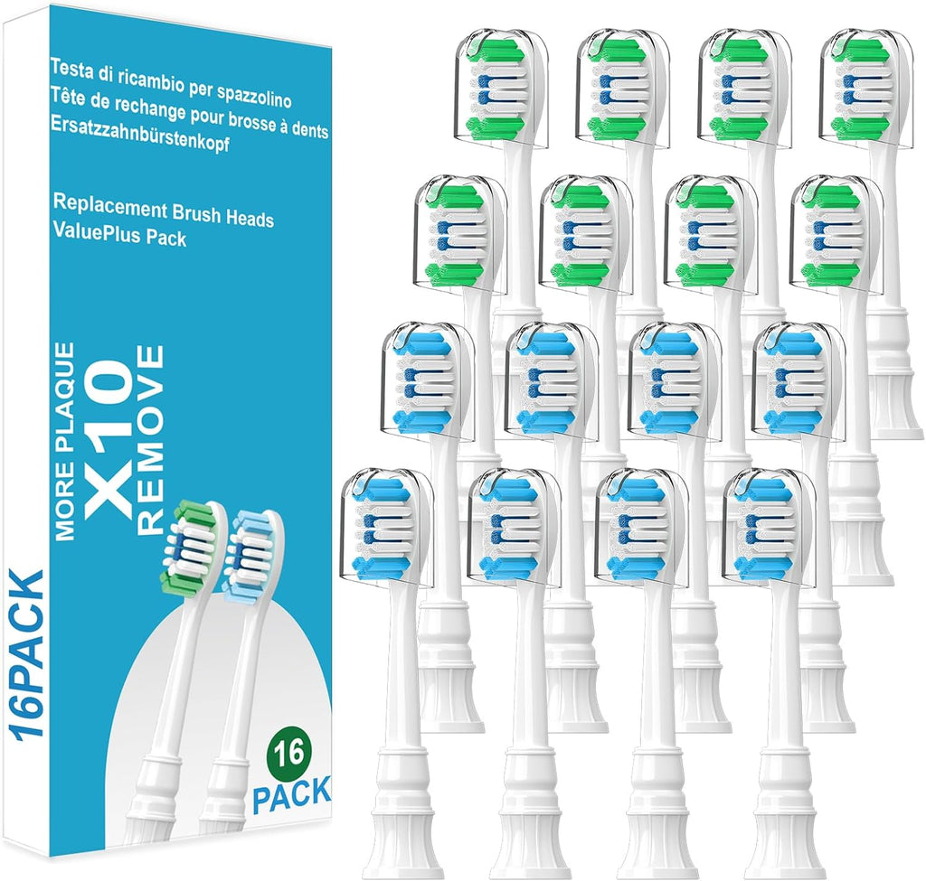 Replacement Brush Heads Compatible with Philips Sonicare ProtectiveClean 4100, 5300, 5100, 6100 ExpertClean 7500 DiamondClean 9300 Electric Sonic Toothbrush Handle C2 G2 C3 G3 W3 Brush,16 Pack, White