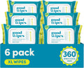 goodwipes Flushable Butt Wipes Made with Vitamin E & Aloe - Soft & Gentle Wet Wipe Dispenser for Home Use, Septic & Sewer Safe - Largest Adult Toilet Towelettes - Shea-Coco, 360 Count (6 Packs)
