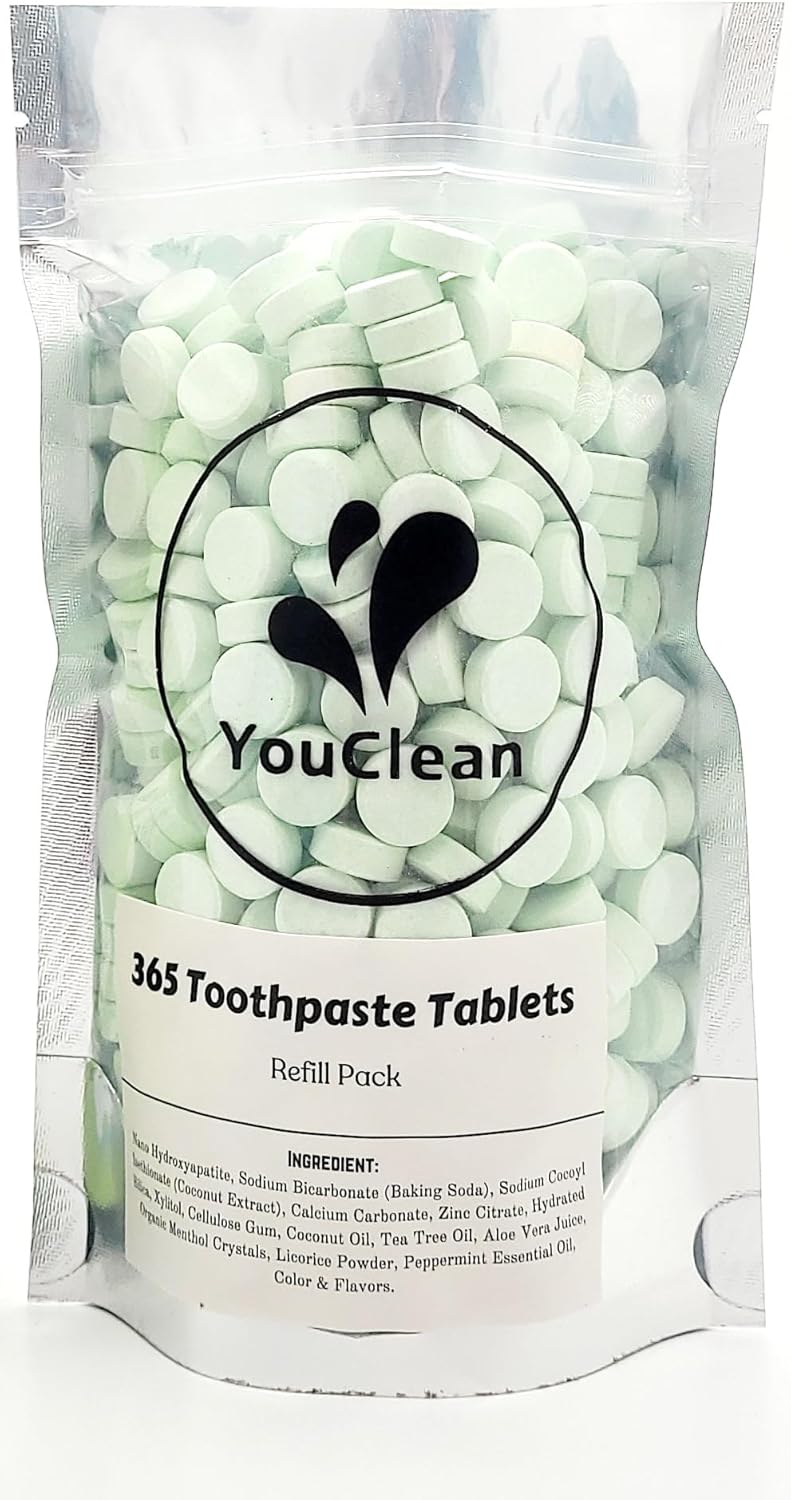 Refill Pack - 365 Toothpaste Tablets - Natural Remineralization & Whitening with Nano Hydroxyapatite - Travel or Daily Use - Fluoride Free (Matcha365)