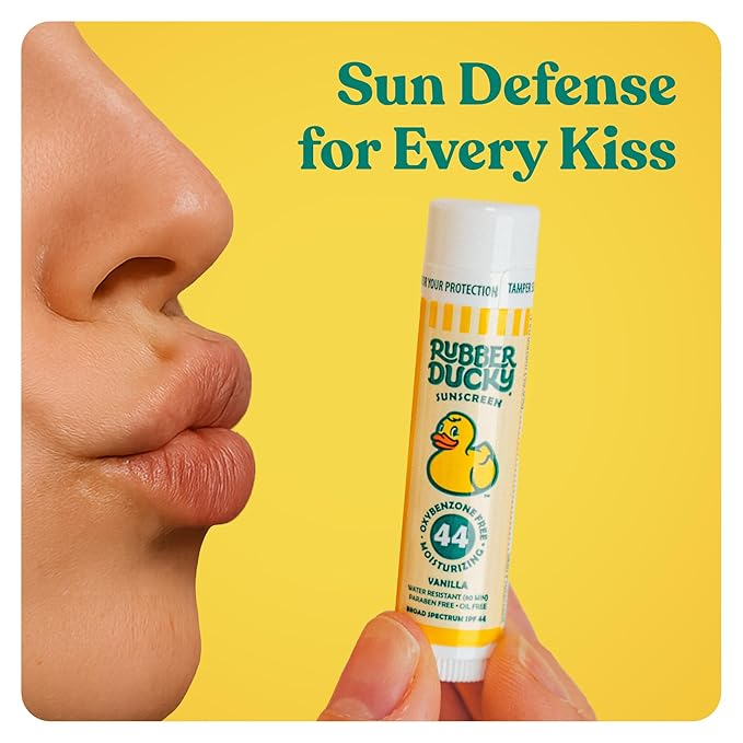 Rubber Ducky | Lip Balm with SPF 44, Water Resistant Sunscreen Lip Balm | Vegan, Untinted, Vanilla Flavor, with Vitamin E | All Season - Broad Spectrum Sunscreen for Lips