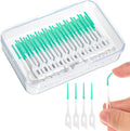 100 Pieces Interdental Brushes, Silicone Dental Floss Picks with Case Dental Brushes Dental Picks Green Tooth Floss Picks for Teeth Cleaning(Green)