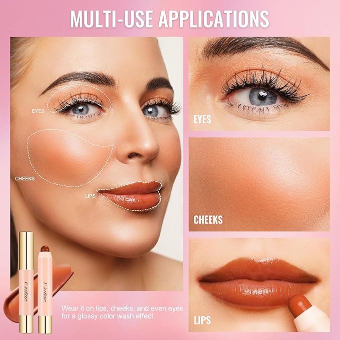 Oulac Orange Lipstick - Moisturizing Lipstick Tinted Lip Balm for Dry Lips, Rust Red Lip Crayon & Blush - Lip Colour and Cheeks Makeup | 2.48g, Pumpkin Please! (07)