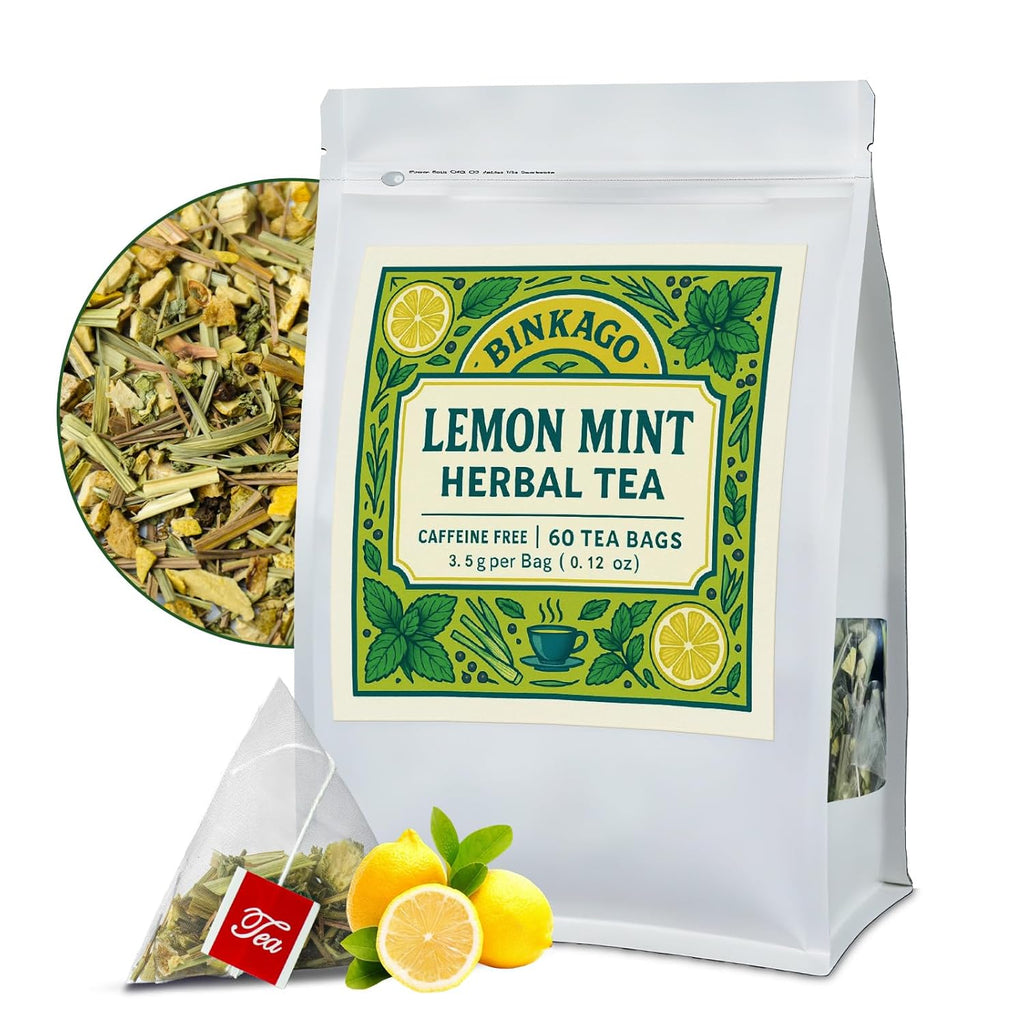 Lemon Peppermint Tea Bags – 60 Count |100% Natural Lemon & Mint Leaves | Naturally Refreshing & Uplifting | Caffeine-Free | Smooth & Cooling Flavor | Individually Wrapped for Daily Enjoyment