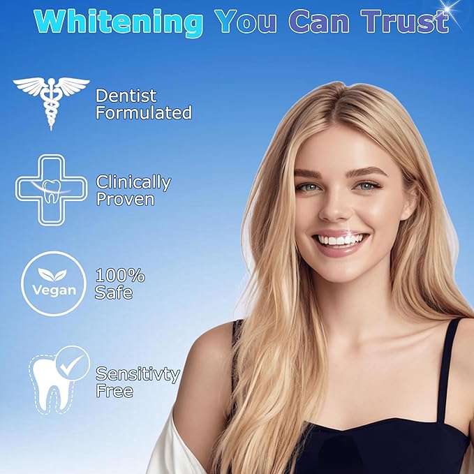 Enamel-Safe Teeth Whitening Strips for Deep Stain Removal, Professional Dentist-Approved with Hydrogen Peroxide, Super Sticky & Non-Slip, Clinically Tested Brightening Kit, 28 Ct (14-Day) | HanrayCare