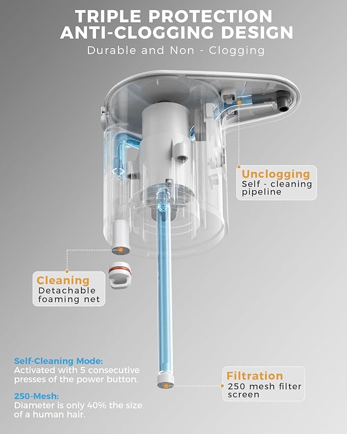 Automatic Foaming Soap Dispenser Touchless, 16.2oz/480ml Rechargeable, 3 Adjustable Liquid Levels, IPX7 Waterproof, for Kitchen Bathroom, Stainless Steel