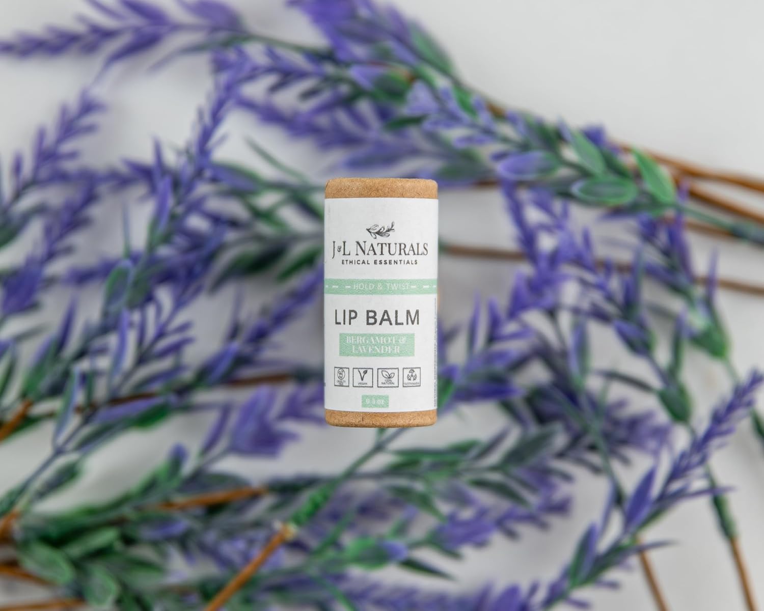 J&L Naturals Sustainable Lip Balm | Organic Ingredients, 100% Natural, Eco-Friendly | Cruelty Free, Vegan, Paraben Free, Silicone Free (Bergamot & Lavender, 2-Piece Duo)