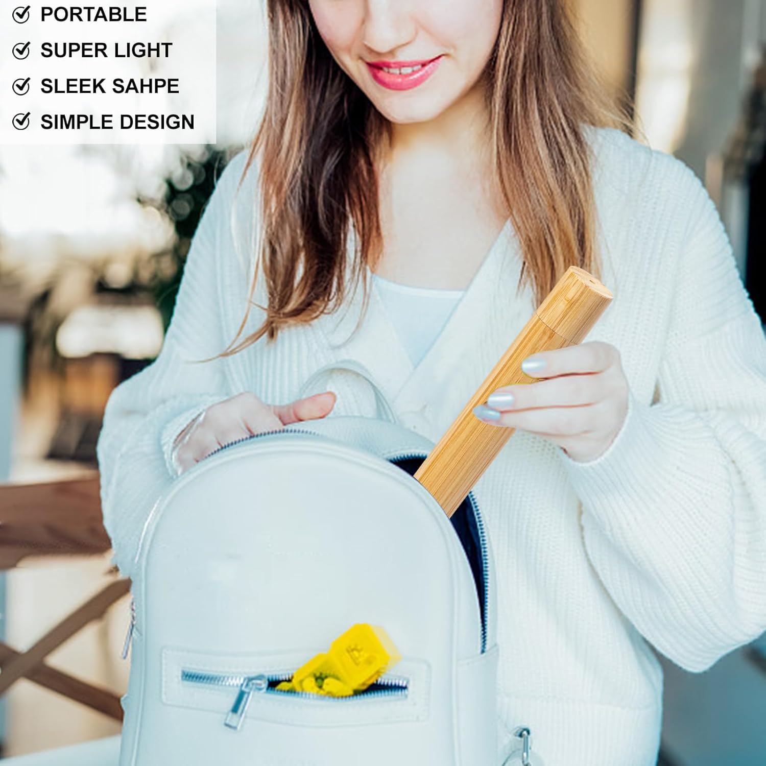 Yeeco 6 Pcs Portable Bamboo Toothbrush Case, Wooden Toothbrush Covers Storage Container Reusable Toothbrush Travel Holder Sustainable for Trip Camping Home Travelling