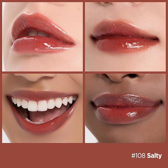 Laka Fruity Glam Lip Tint Mini, 1.9g/0.07oz, Glowing Lip Stain with Wide Color Spectrum, Hydrating & Lightweight Texture, Long-Lasting Bold Stain, Non-Sticky, Vegan, K-Beauty (#108 Salty)