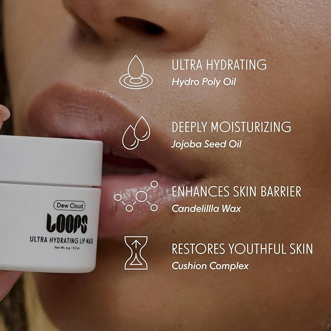 LOOPS Dew Cloud Ultra Hydrating Lip Mask - Nourish, Restore, and Replenish Hydration Beyond the Surface - Lip Balm - Gifts for Women, Stocking Stuffer