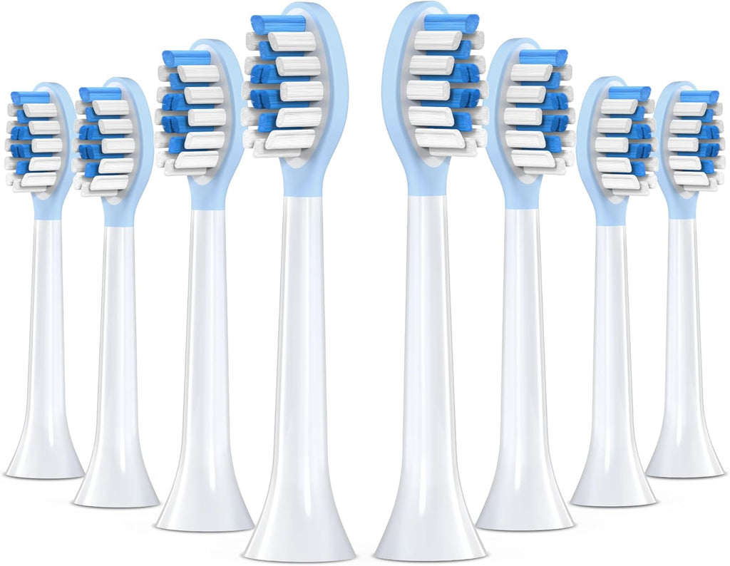 Replacement Toothbrush Heads for Philips Sonicare Electric Toothbrush, 2-in-1 Tongue Cleaner, 8 Pack, Ice Blue,Suitable for Philips Sonicare Heads, C2, C1, C3, W1, W2, W3, G1, G2, G3