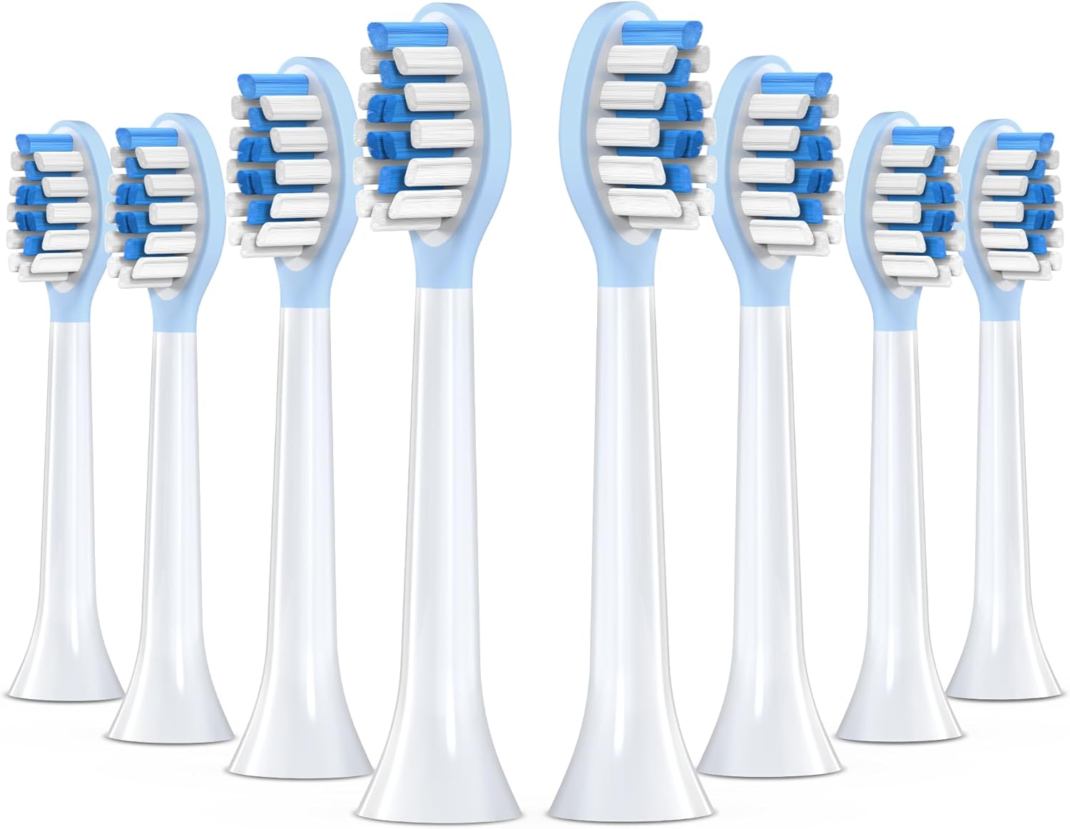 Replacement Toothbrush Heads for Philips Sonicare Electric Toothbrush, 2-in-1 Tongue Cleaner, 8 Pack, Ice Blue,Suitable for Philips Sonicare Heads, C2, C1, C3, W1, W2, W3, G1, G2, G3