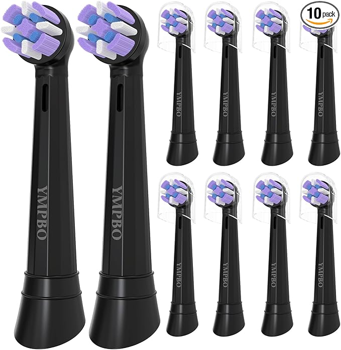 Toothbrush Replacement Heads Compatible with Oral B iO 10 9 8 7 6 5 4 3 Series Electric Toothbrush, 10 Pack Brush Heads, Black